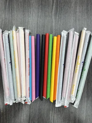 Paper Bubble Tea Boba Straws, Individually Wrapped - 1800 per case - Bio-degradable - Eco Friendly - Assorted Colors