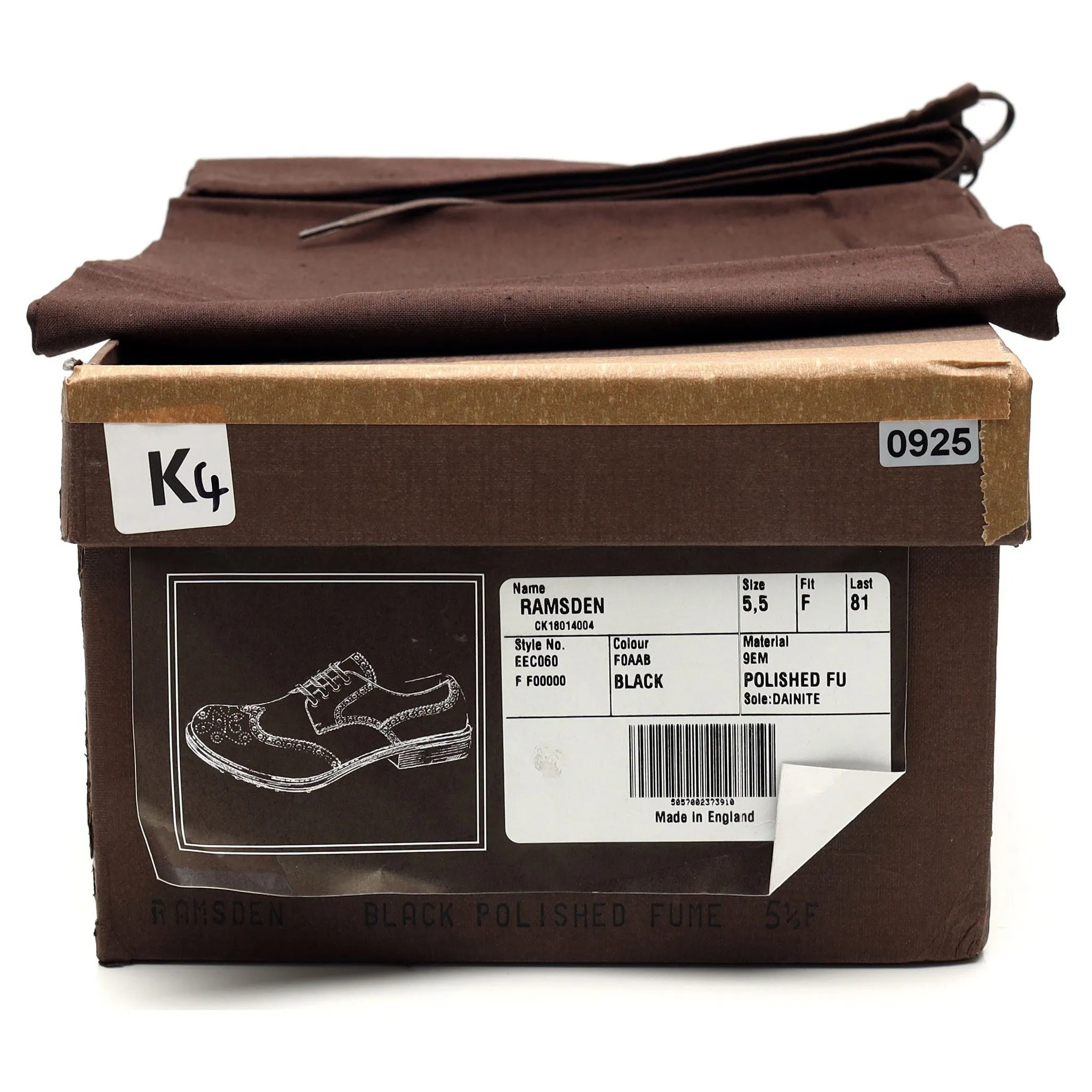 'Ramsden' Black Leather Derby Brogues UK 5.5 F