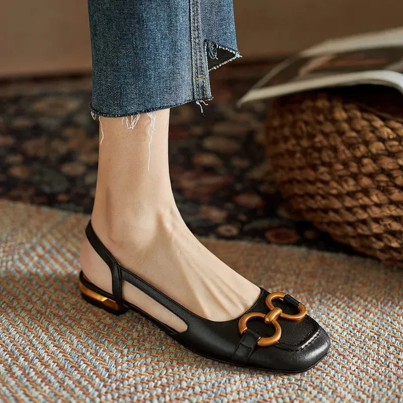 Retro Low-heeled Baotou Sandals Women's 2023 Summer New Slingback Suede Office Ladies Shoes Sandal Slip on Woman Flats
