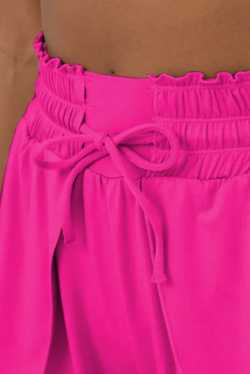 Rose Red Frilly High Waist Petal Wrap Swim Shorts