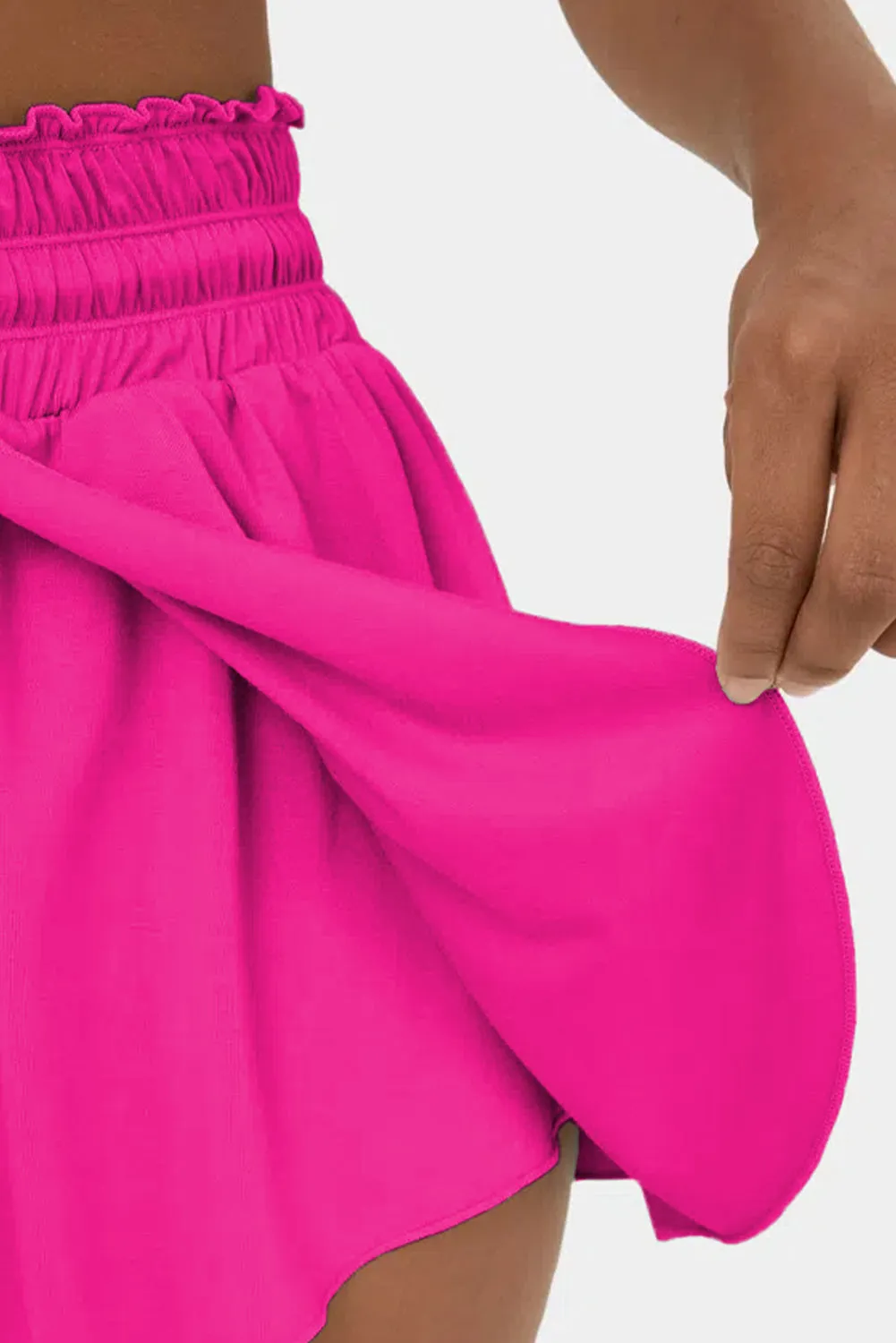 Rose Red Frilly High Waist Petal Wrap Swim Shorts