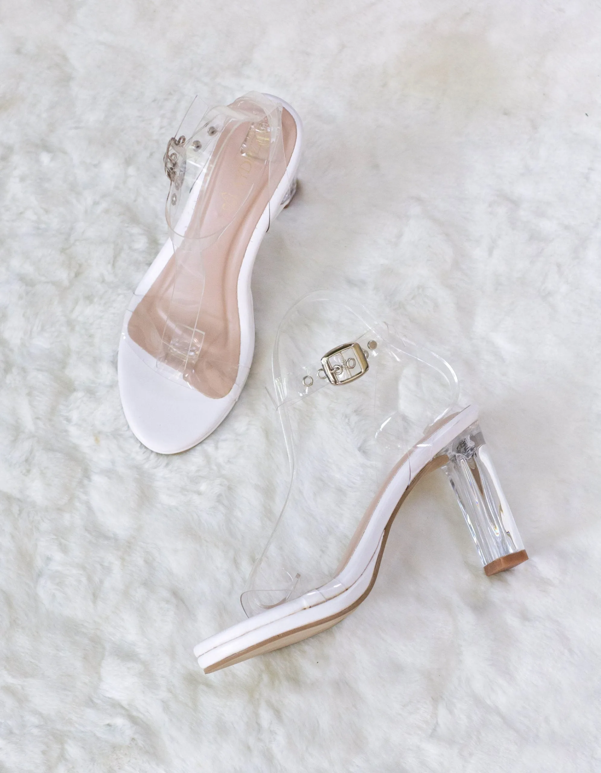 Round Toe Glass Heels
