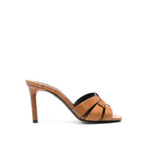 SAINT LAURENT Chic Square Toe Tribute Sandals with 9 cm Heel