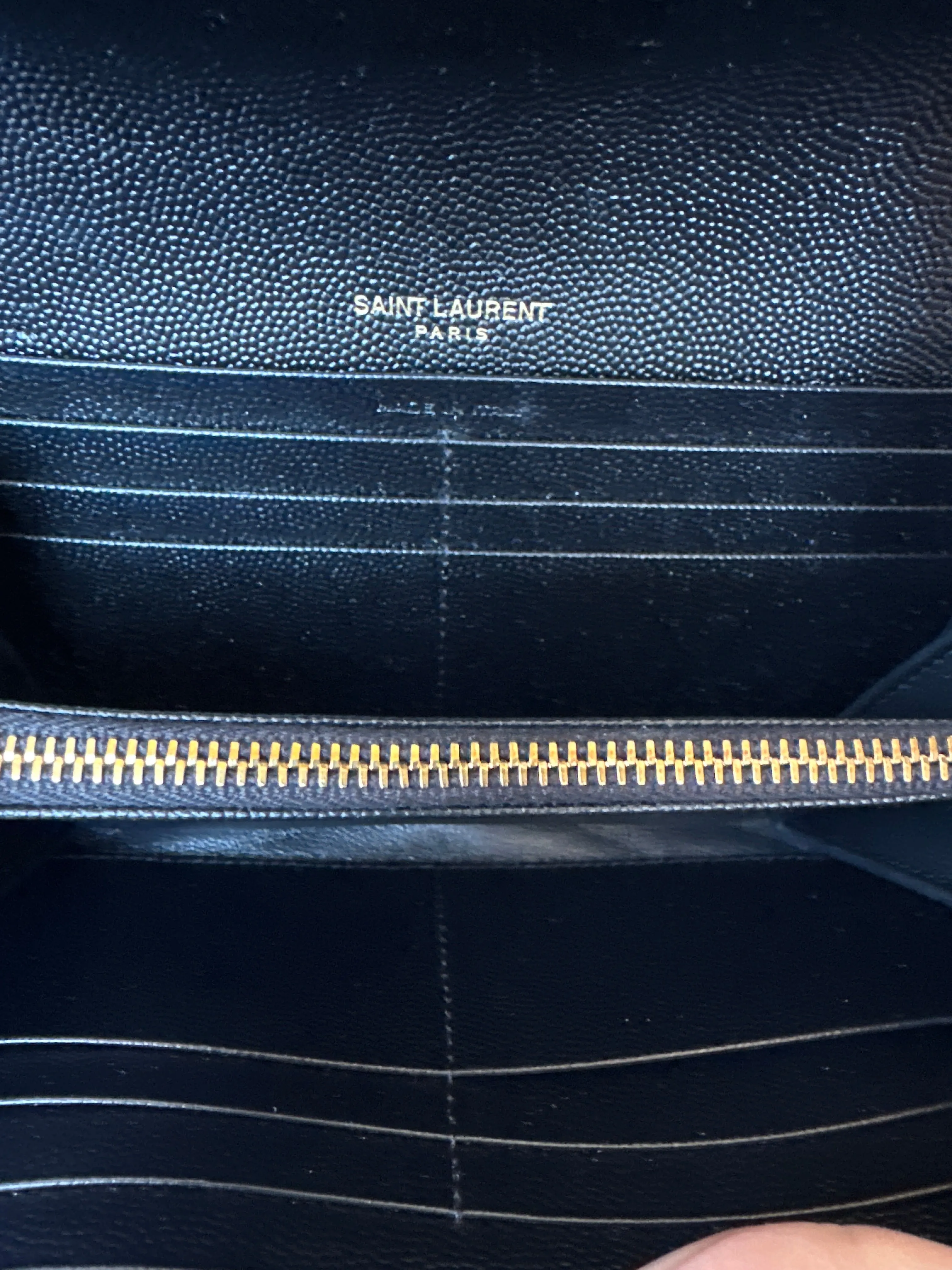 Saint Laurent Classic Monogram Flap Wallet Matelasse Chevron Leather Large