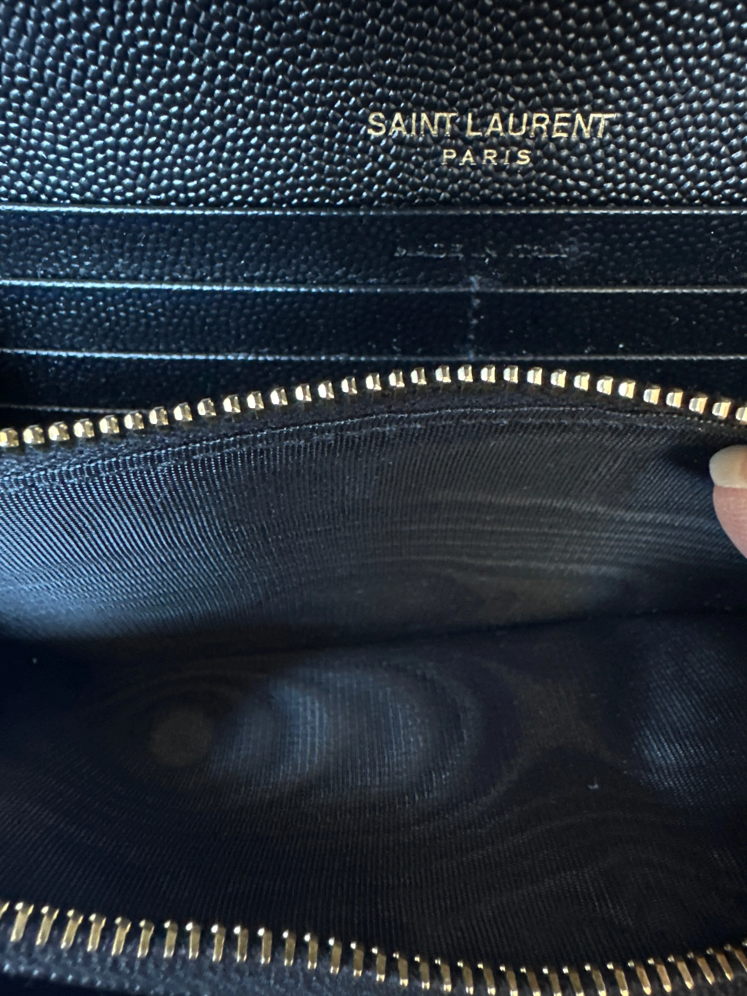 Saint Laurent Classic Monogram Flap Wallet Matelasse Chevron Leather Large