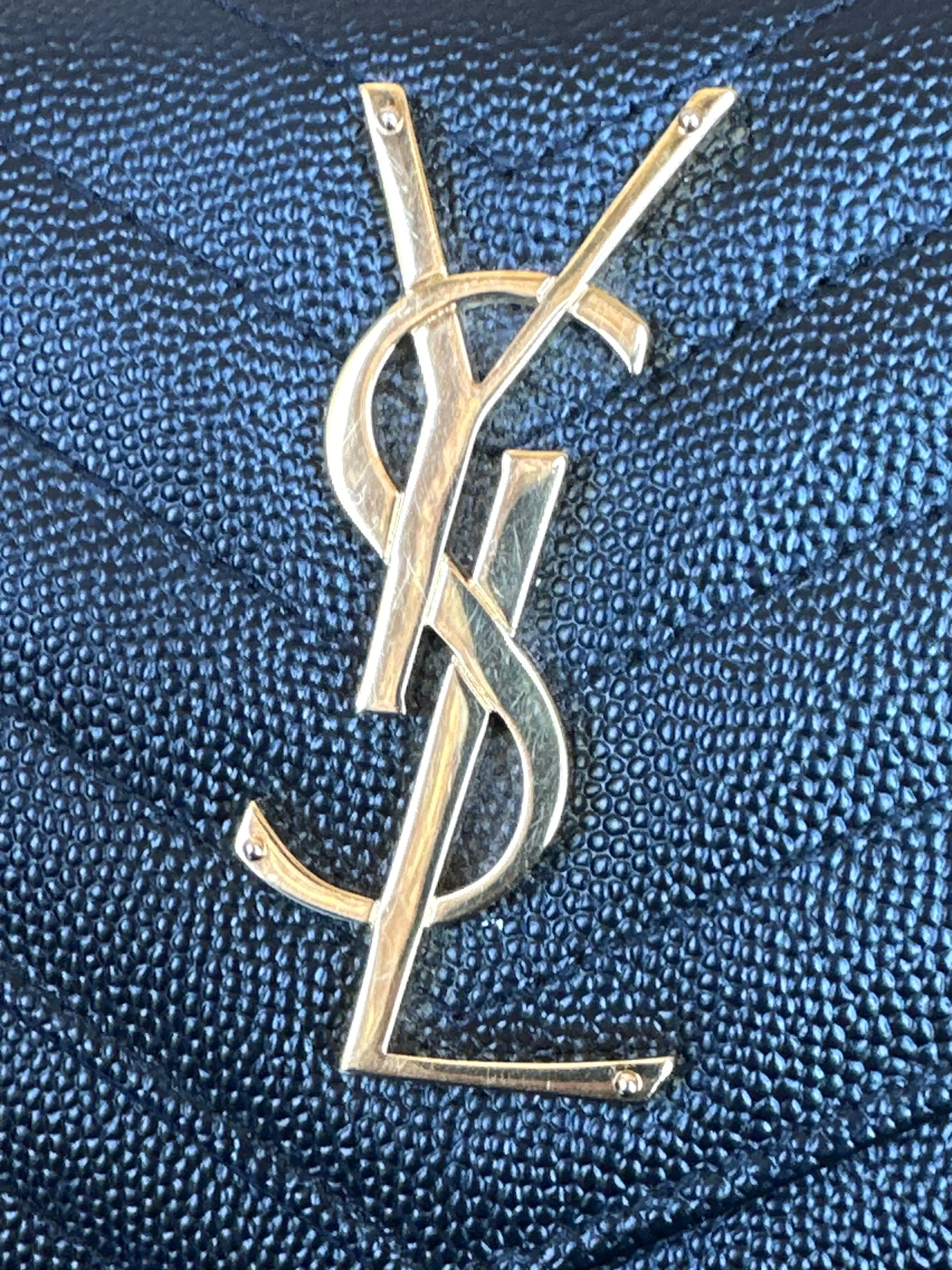Saint Laurent Classic Monogram Flap Wallet Matelasse Chevron Leather Large