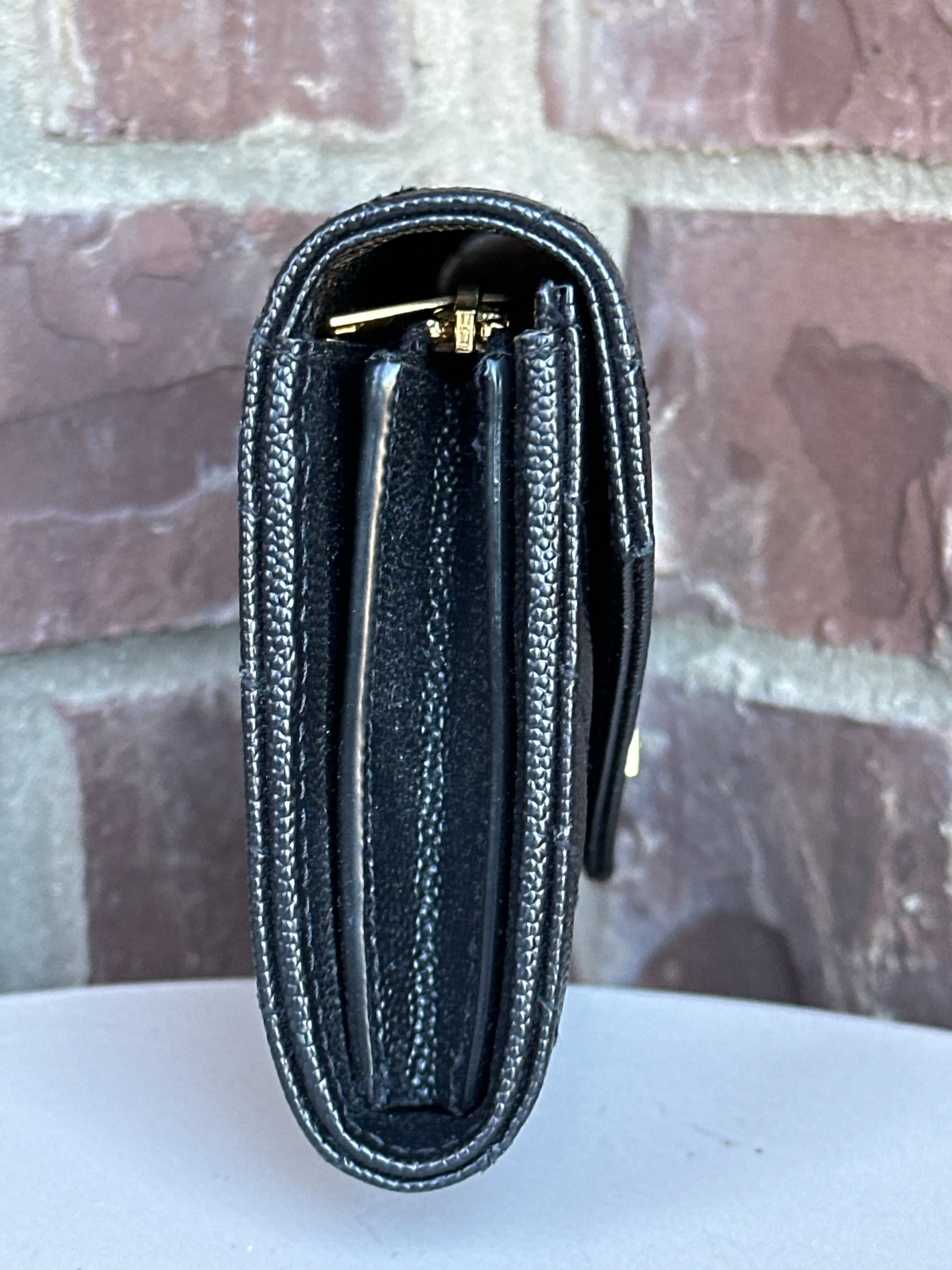 Saint Laurent Classic Monogram Flap Wallet Matelasse Chevron Leather Large
