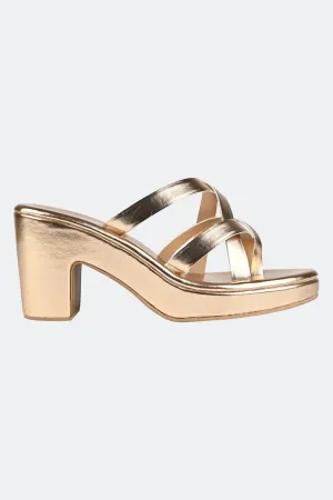 Salvadore Gold Platform Heels For Women