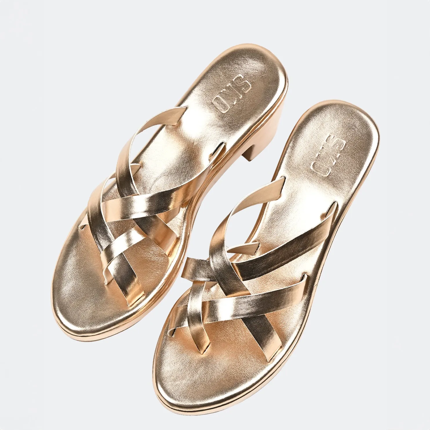 Salvadore Gold Platform Heels For Women