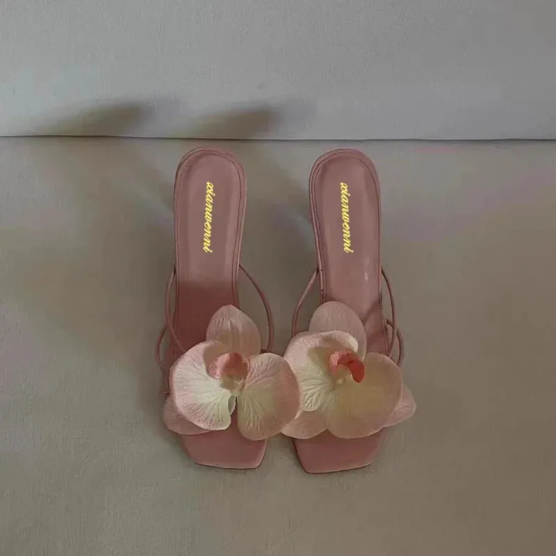 Spring and Autumn New Luxury Women's High Heels Sandals Elegant Style Flower Toe High Heels Slippers Casual Summer Women's Shoes