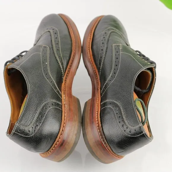 Stacy Adams Mens Oxford Size 9.5 D Black Leather Wingtip Brogue Derby Dress Shoe