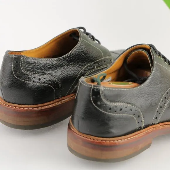 Stacy Adams Mens Oxford Size 9.5 D Black Leather Wingtip Brogue Derby Dress Shoe