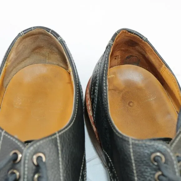 Stacy Adams Mens Oxford Size 9.5 D Black Leather Wingtip Brogue Derby Dress Shoe