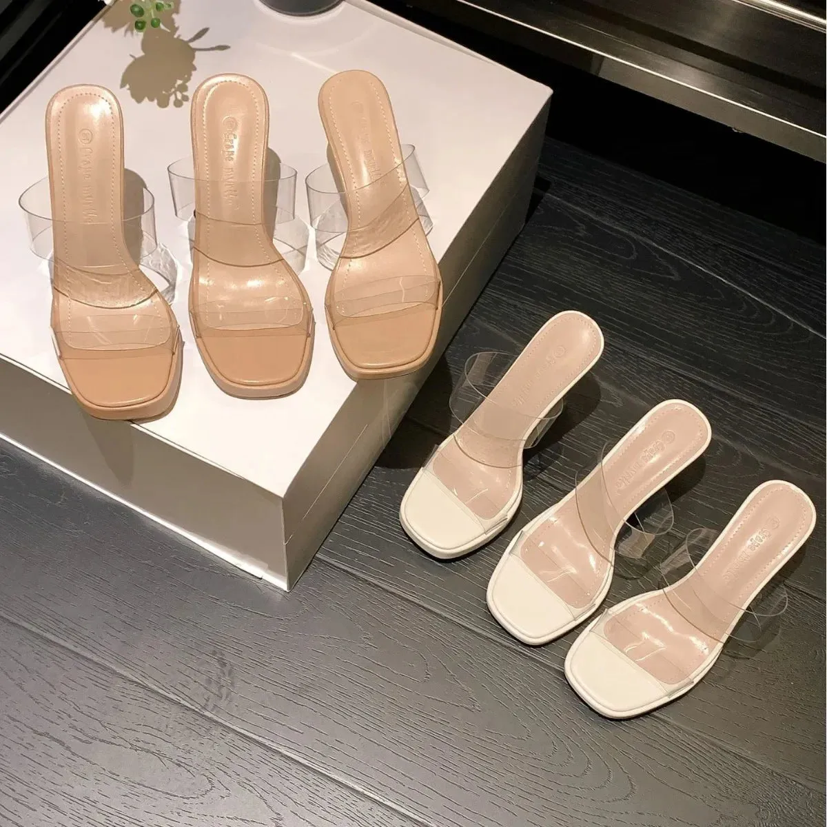 Summer Women Pumps Sandals PVC Jelly Slippers Open Toe High Heels Women Transparent Perspex Slippers Shoes Heel Clear Sandals