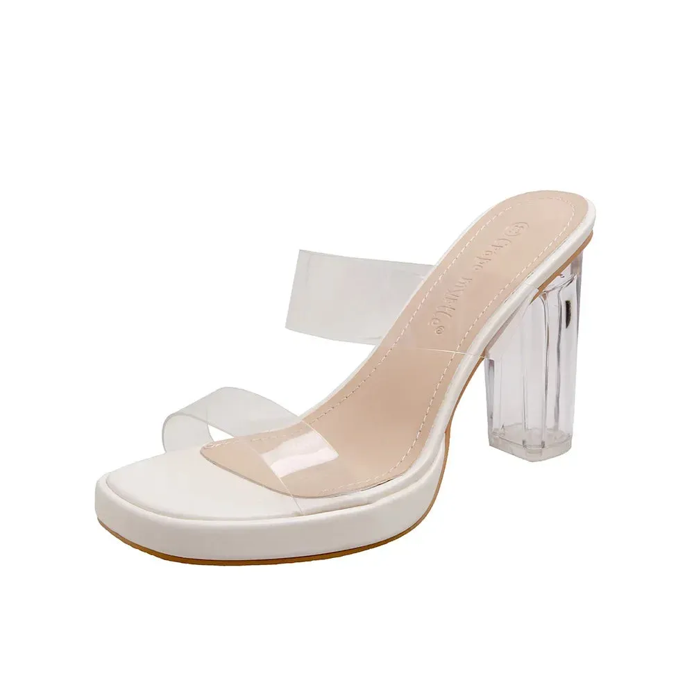 Summer Women Pumps Sandals PVC Jelly Slippers Open Toe High Heels Women Transparent Perspex Slippers Shoes Heel Clear Sandals