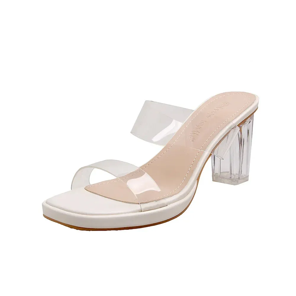 Summer Women Pumps Sandals PVC Jelly Slippers Open Toe High Heels Women Transparent Perspex Slippers Shoes Heel Clear Sandals