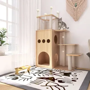 Tavion Wooden 52" Modern Cat Tree Tower