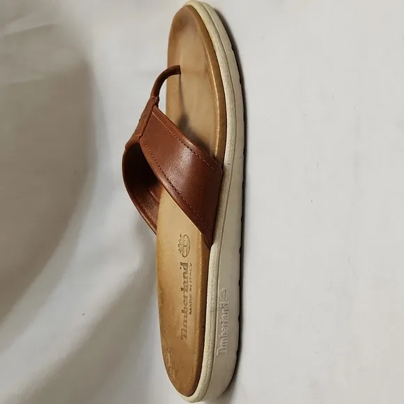 Timberland Brown Leather Summer Flip-flops (M Size 8.5)
