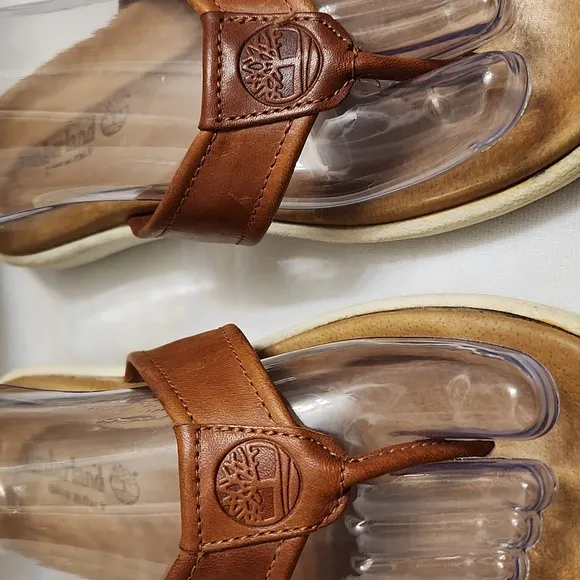 Timberland Brown Leather Summer Flip-flops (M Size 8.5)