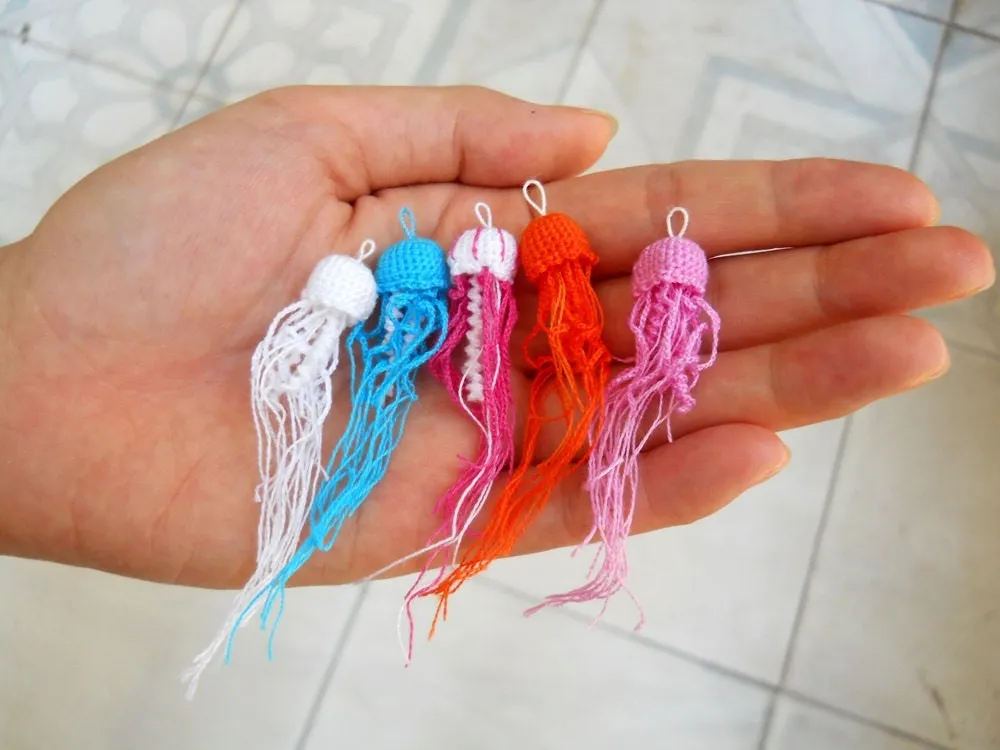 Tiny Jellyfish Amigurumi - Miniature Crochet Tiny Stuffed Animals - Made To Order