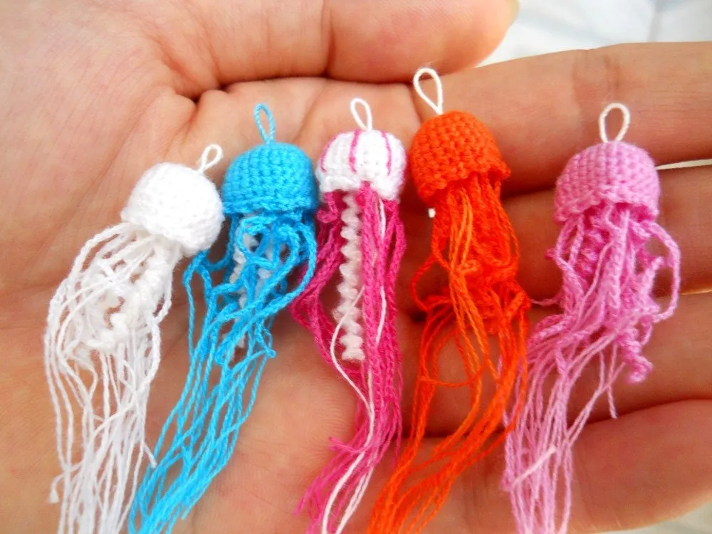 Tiny Jellyfish Amigurumi - Miniature Crochet Tiny Stuffed Animals - Made To Order
