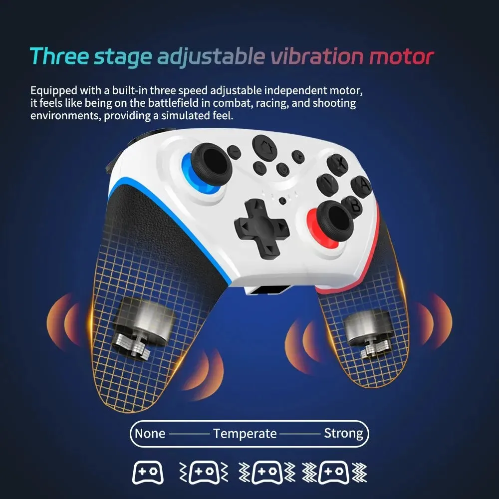 Transparent Wireless Joypad 8-Color LED Turbo Function Controller Joystick for Switch/NS OLED and Lite