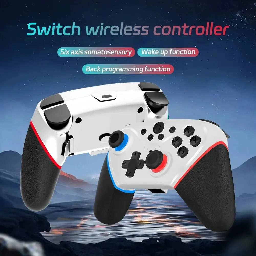 Transparent Wireless Joypad 8-Color LED Turbo Function Controller Joystick for Switch/NS OLED and Lite