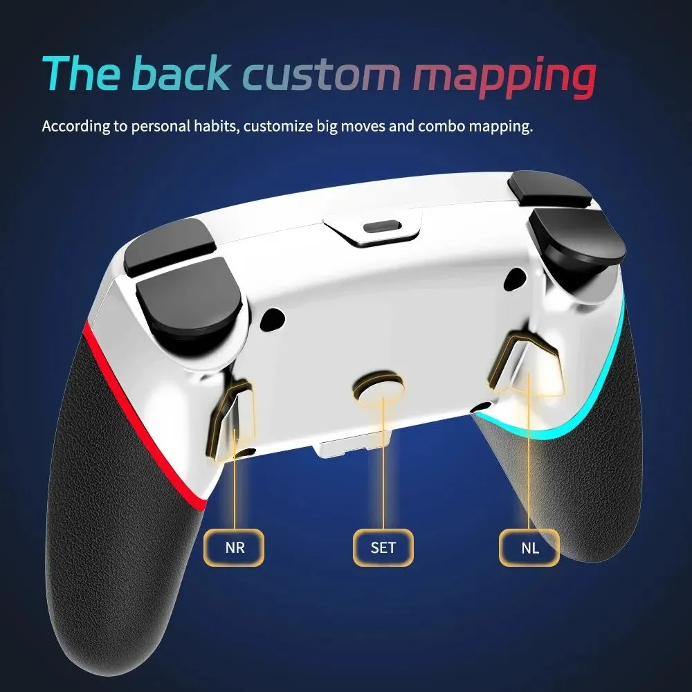 Transparent Wireless Joypad 8-Color LED Turbo Function Controller Joystick for Switch/NS OLED and Lite