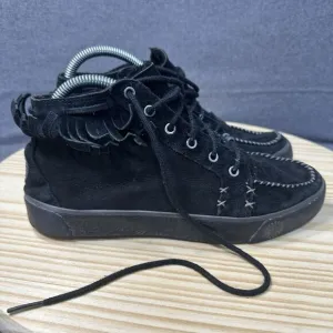 UGG Ariani Sneaker 8 Fringe Moccasin S/N 3319 Black Boho Hippie