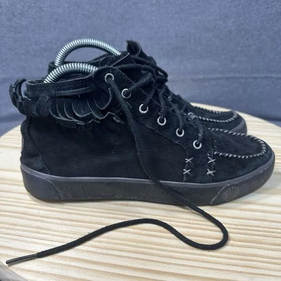 UGG Ariani Sneaker 8 Fringe Moccasin S/N 3319 Black Boho Hippie