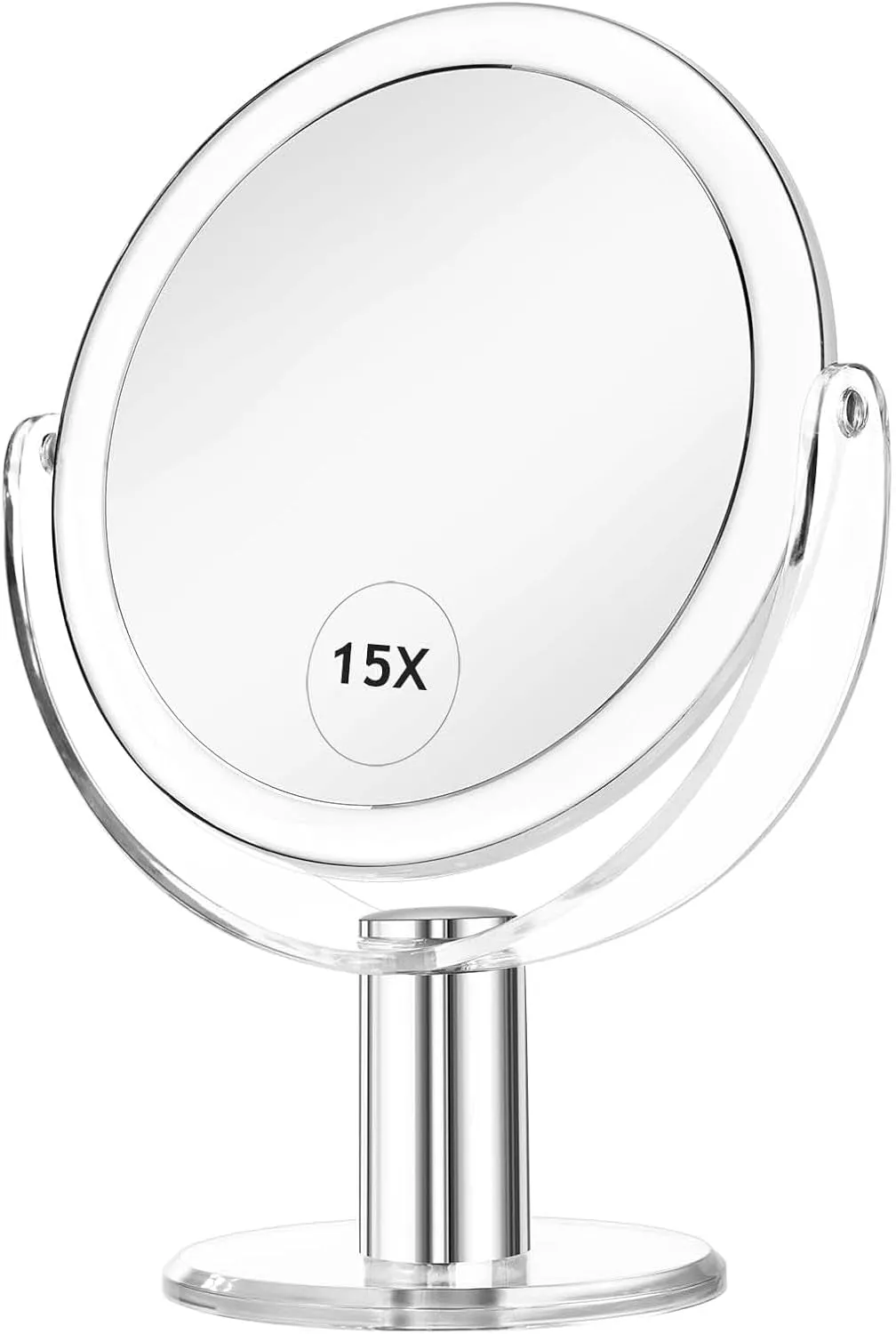 Vanity Mirror Makeup Mirror with Stand, 1X/15X Magnification Double Sided 360 Degree Swivel Magnifying Mirror, 6.25 Inch Portable Table Desk Counter Top Mirror Bathroom Shaving Mirror