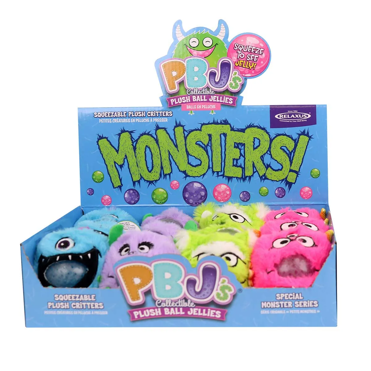 Wholesale PBJ Collectible Plush Ball Jellies Displayer of 12