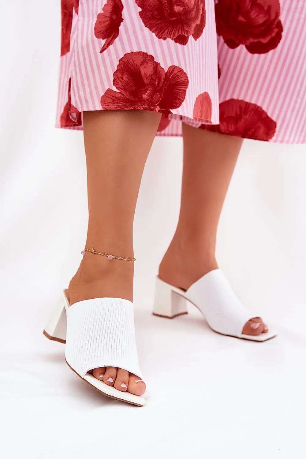Women's textile heel sandals