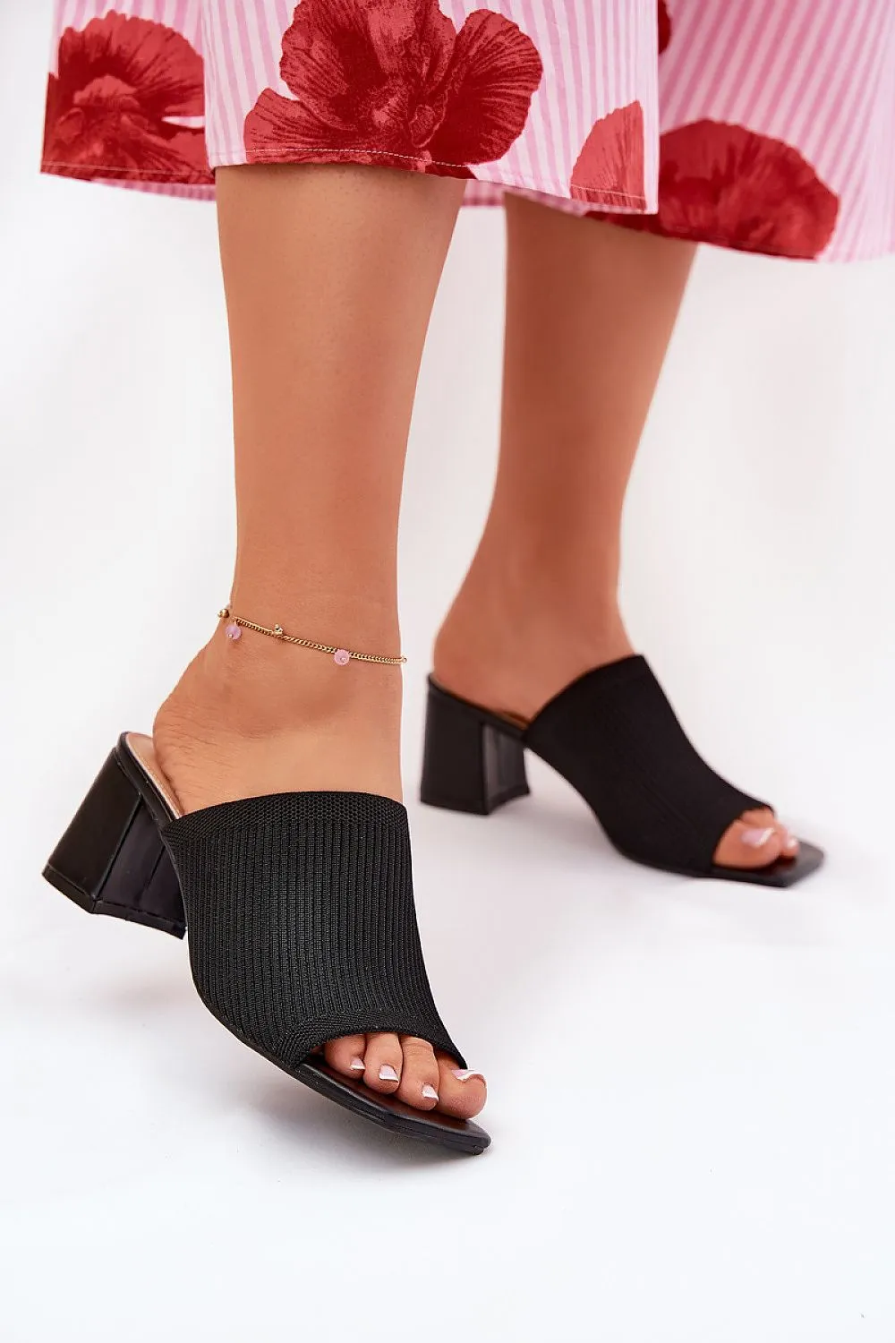 Women's textile heel sandals