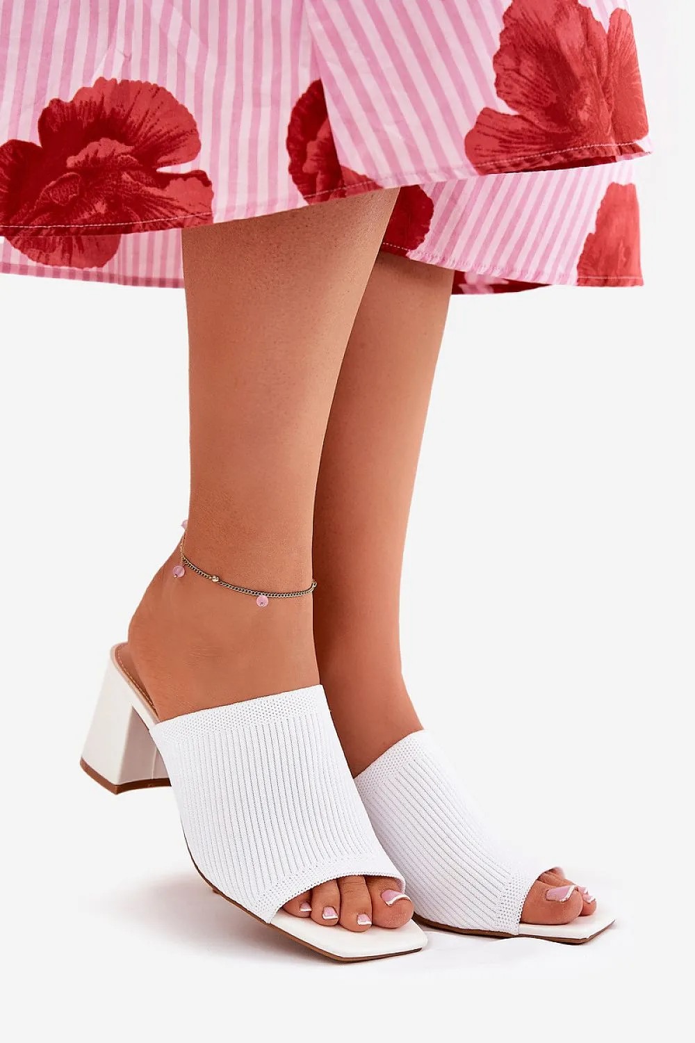Women's textile heel sandals