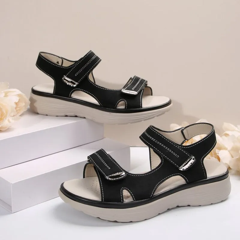 Women’s Wedge Sandals with Hook & Loop Straps