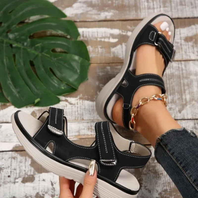 Women’s Wedge Sandals with Hook & Loop Straps