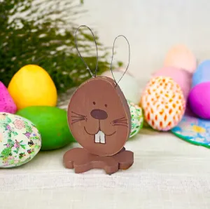 Wooden Bunny Easter Decorations with Wire Ears