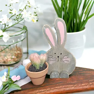 Wooden Bunny with Plant Decoration